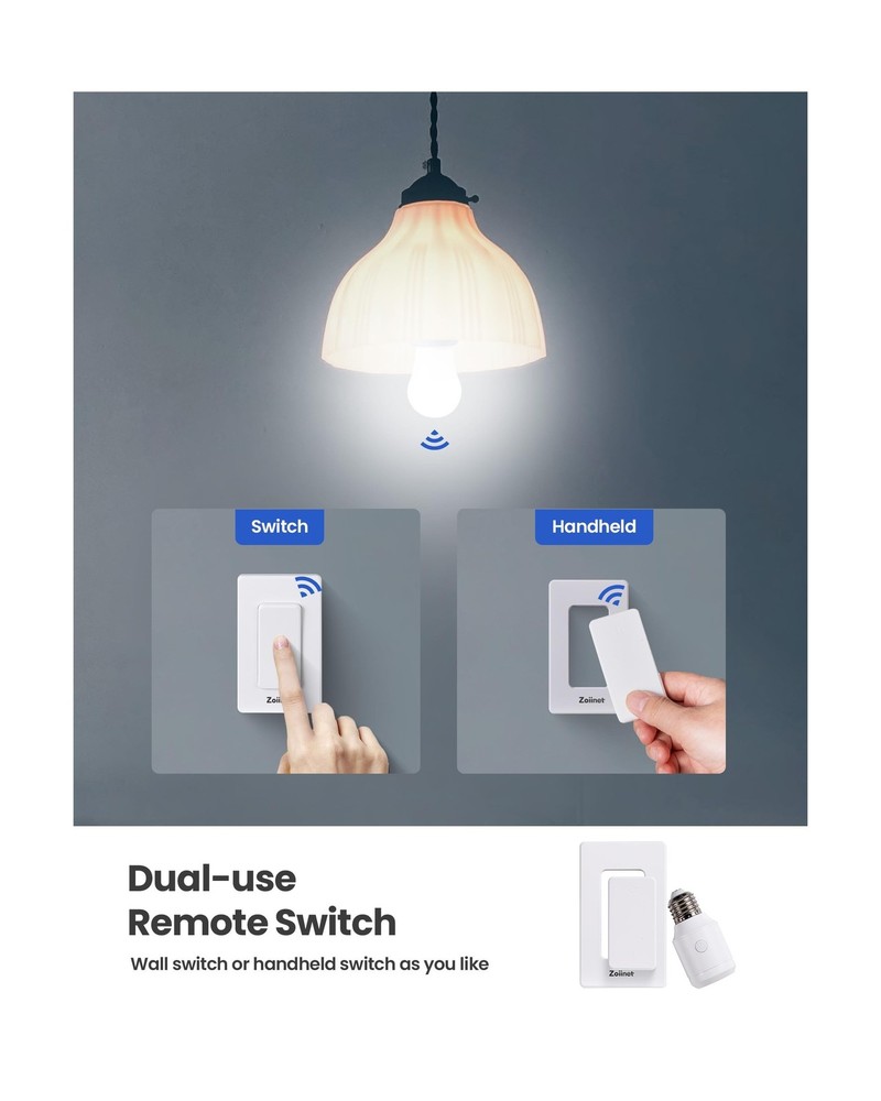 500W Remote Control Light Bulb Socket, with 2 Switches, Wireless Li... Fast Ship
