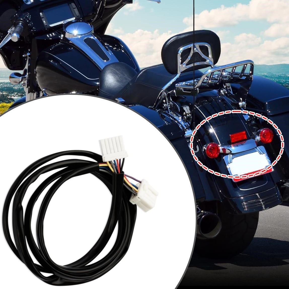 For 1996-2013 Harley Davidson Rear Plug-N-Play Taillight Fender Wiring Harness