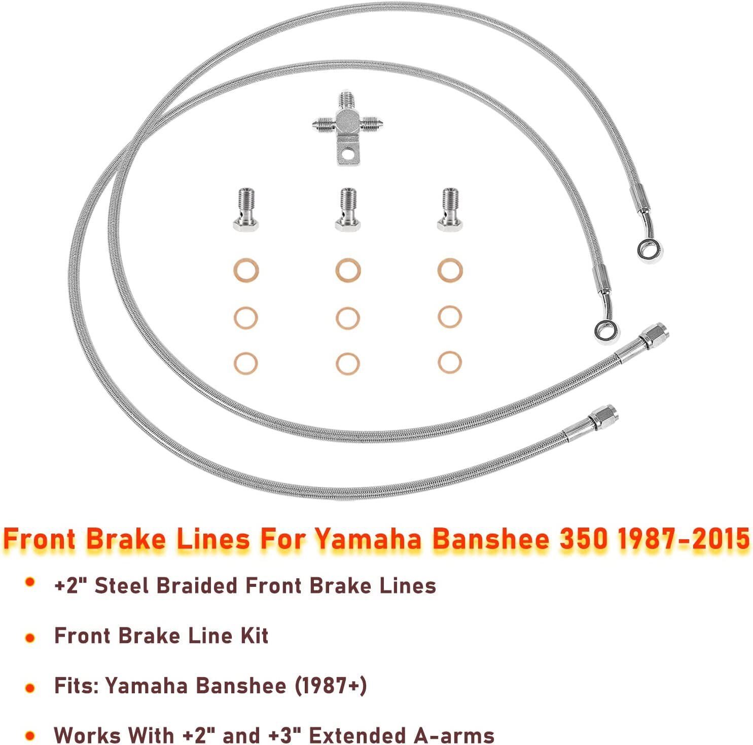 Front Stainless Steel Braided Brake Line kit For Yamaha Banshee 350 1987-2015