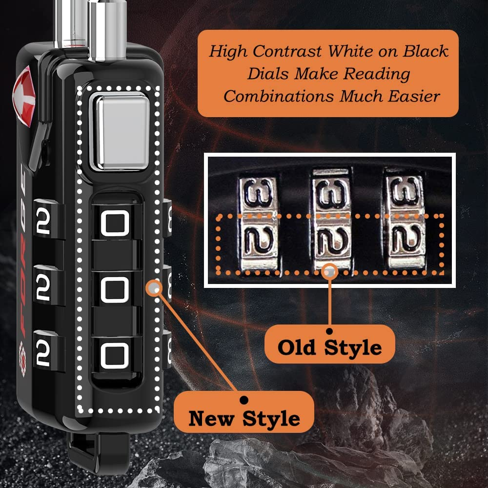 2 pack TSA Approved Cable Luggage Locks, Re-Settable Combination with Alloy Body