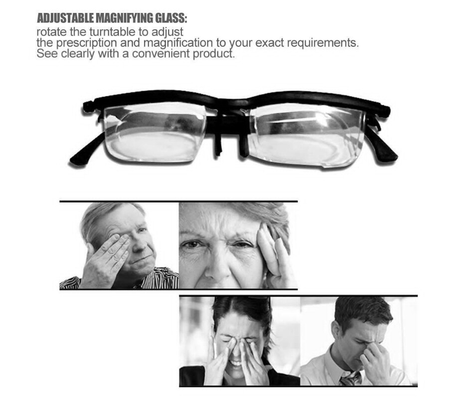 1-4pcs Dial Adjustable Glasses Variable Focus Reading Distance Vision Eyeglasses
