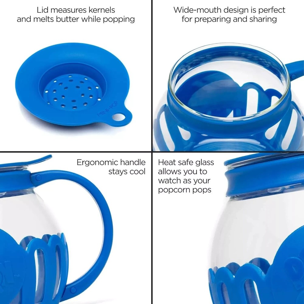 Ecolution Micro-Pop Microwave Popcorn Popper 1.5 QT BLUE *NEW WITH TAG*