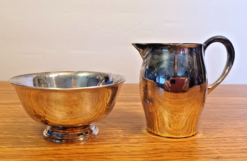 Reed & Barton Paul Revere #12 Miniature Pitcher & Basin Monogrammed W D