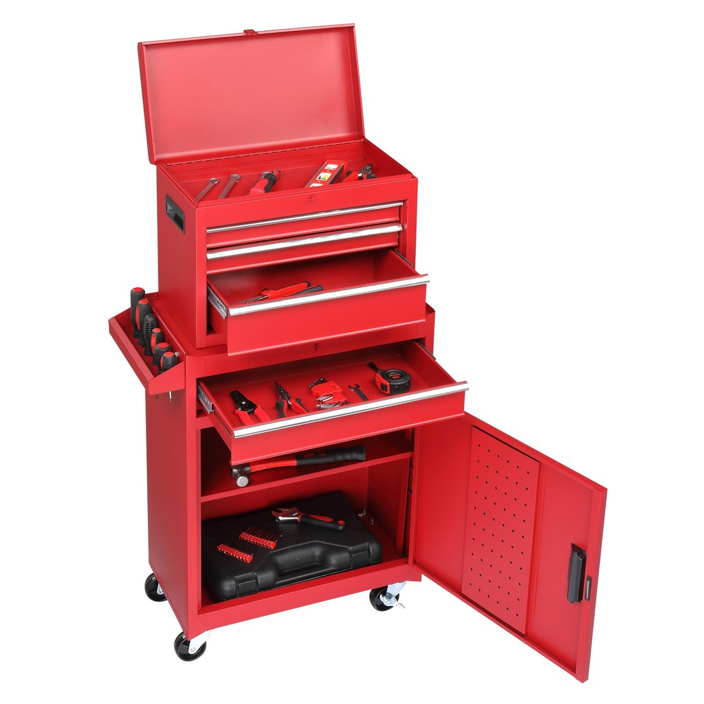 Rolling Tool Chest Tool Organizer Box with Lockable Wheels & Detachable Top NEW