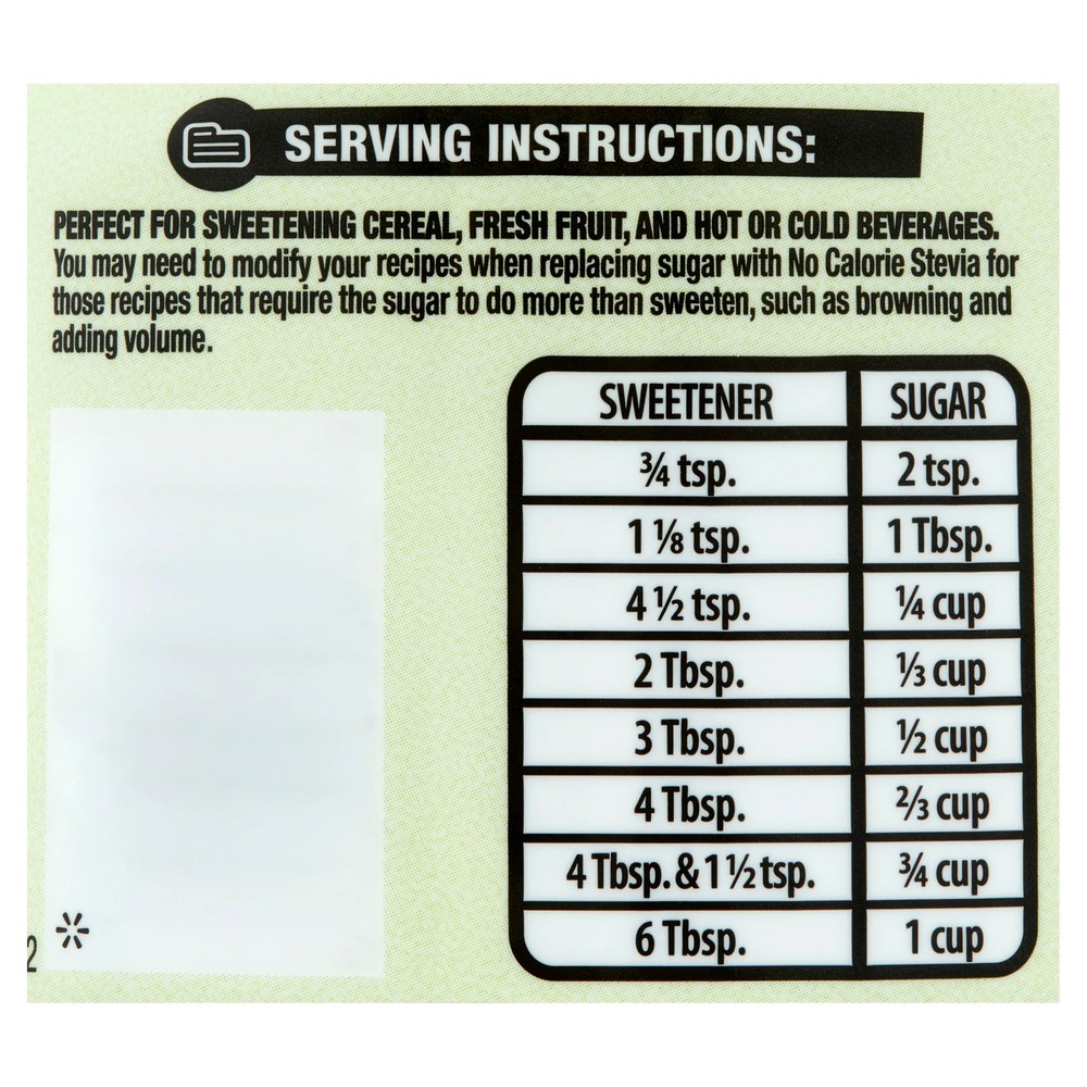 No Calorie Stevia Sweetener