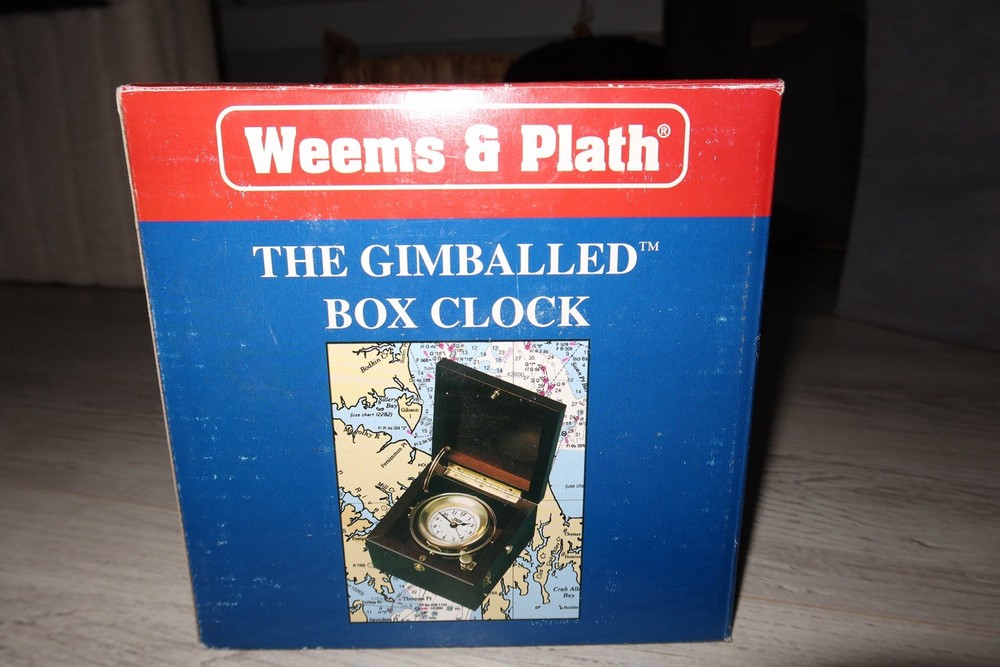 Weems & Plath Gimballed Box Clock – Solid Brass in Mahogany Case – Never Used