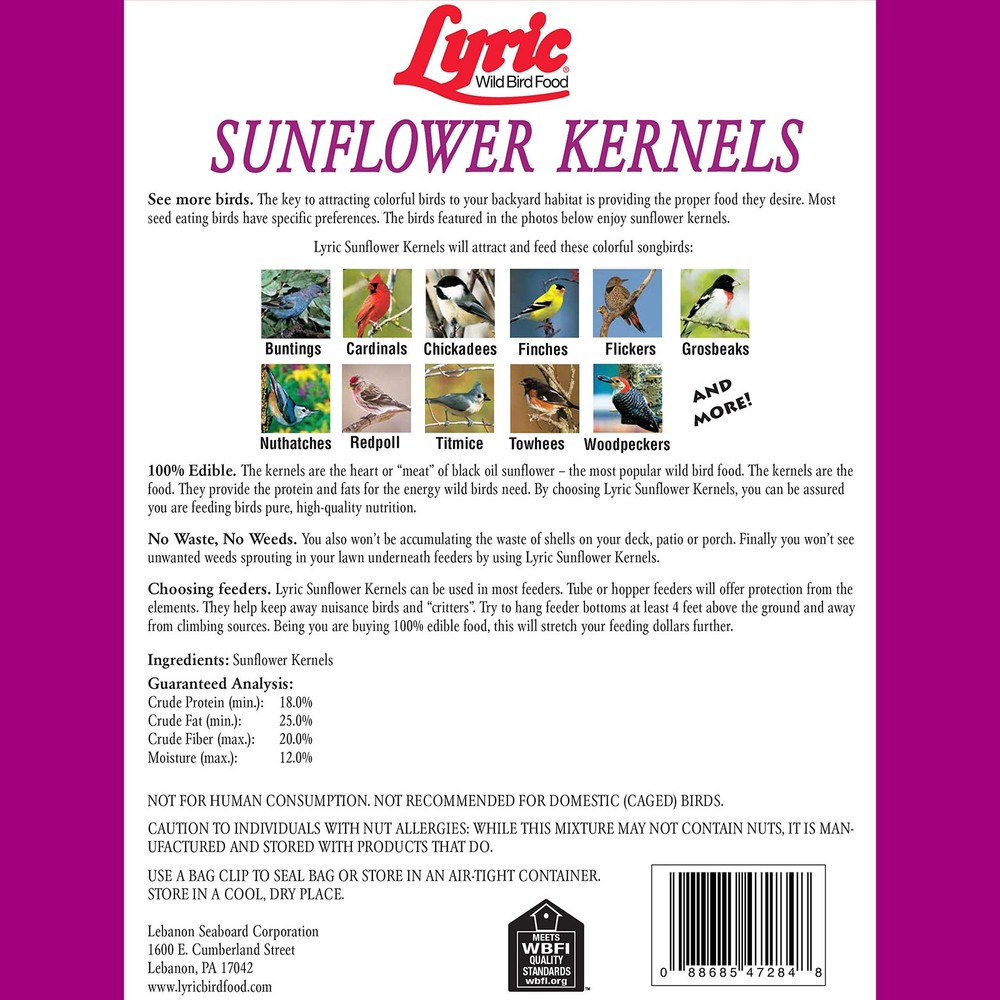 Sunflower Kernels Wild Bird Seed for Outside 80 fl oz