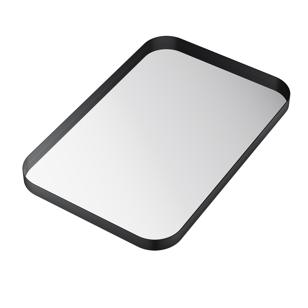 36" x 24" Bathroom Wall Mirror Rounded Corner Rectangle Vanity Mirror Black
