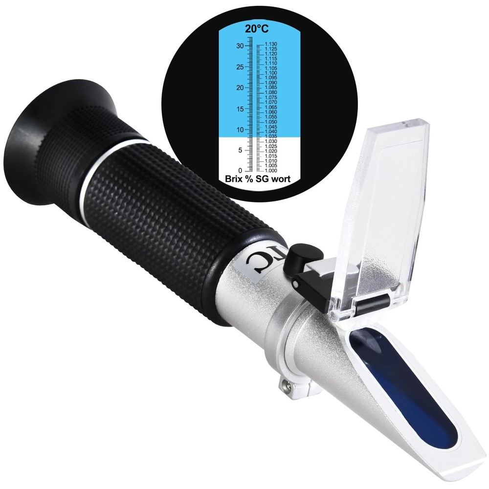 Portable Brix Refractometer with ATC, Accurate Dual Scale Brix Meter Specific..
