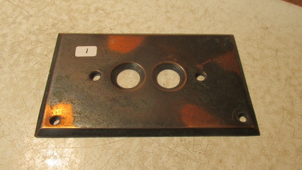 Antique Perkins Cast Coppertone Push Button Light Switch Plate  No. 1
