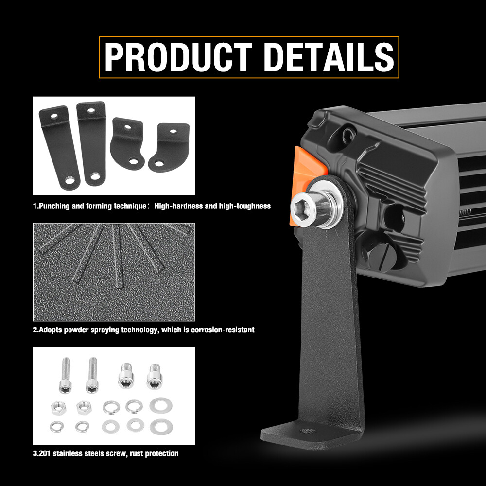 2PCS Universal Side-Mounted Bracket Adjustable For Straight Curved Led Light Bar