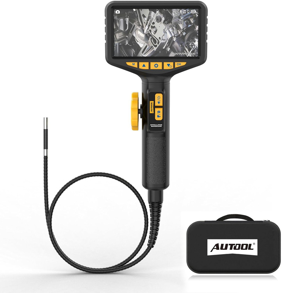 AUTOOL Two-Way 210° Endoscope Camera with Light, 0.21Inch Borescope Inspection C