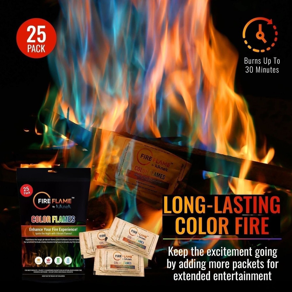 FireFlame Fire Color Changing Packets - Magic Color Fire Flames - 25 Pack