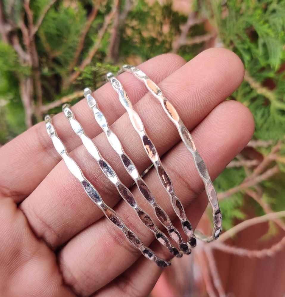 Unique Silver Bangle Set! Amazing Solid 925 Sterling Silver Bangle set! MK*