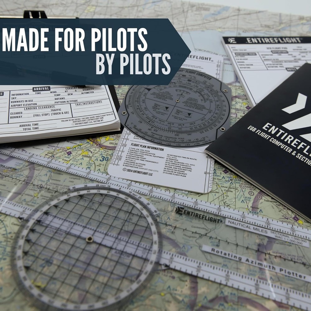 Aviation Pilot Kneeboard - E6b Flight Computer Plus Plotter & Cross Country Plan