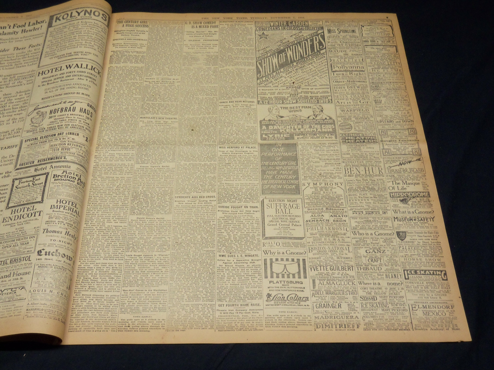 1916 NOVEMBER 7 NEW YORK TIMES - BOTH SIDES SURE OF VICTORY TODAY - NT 7686