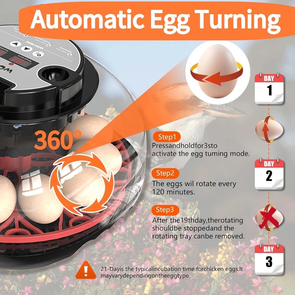 12 Egg Incubators for Hatching Eggs with Automatic Egg Turning and Humidity-FREE