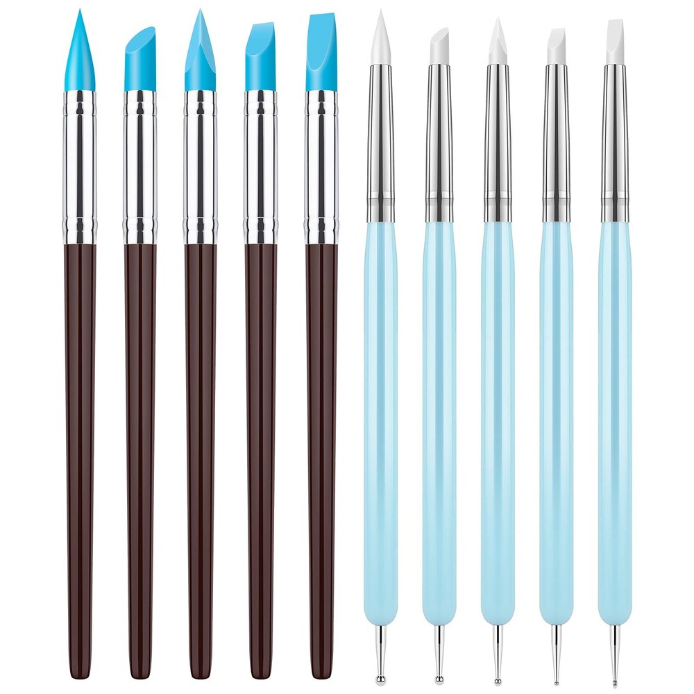 Clatoon 10Pcs Silicone Clay Sculpting Tool, Modeling Dotting Tool & Pottery C...
