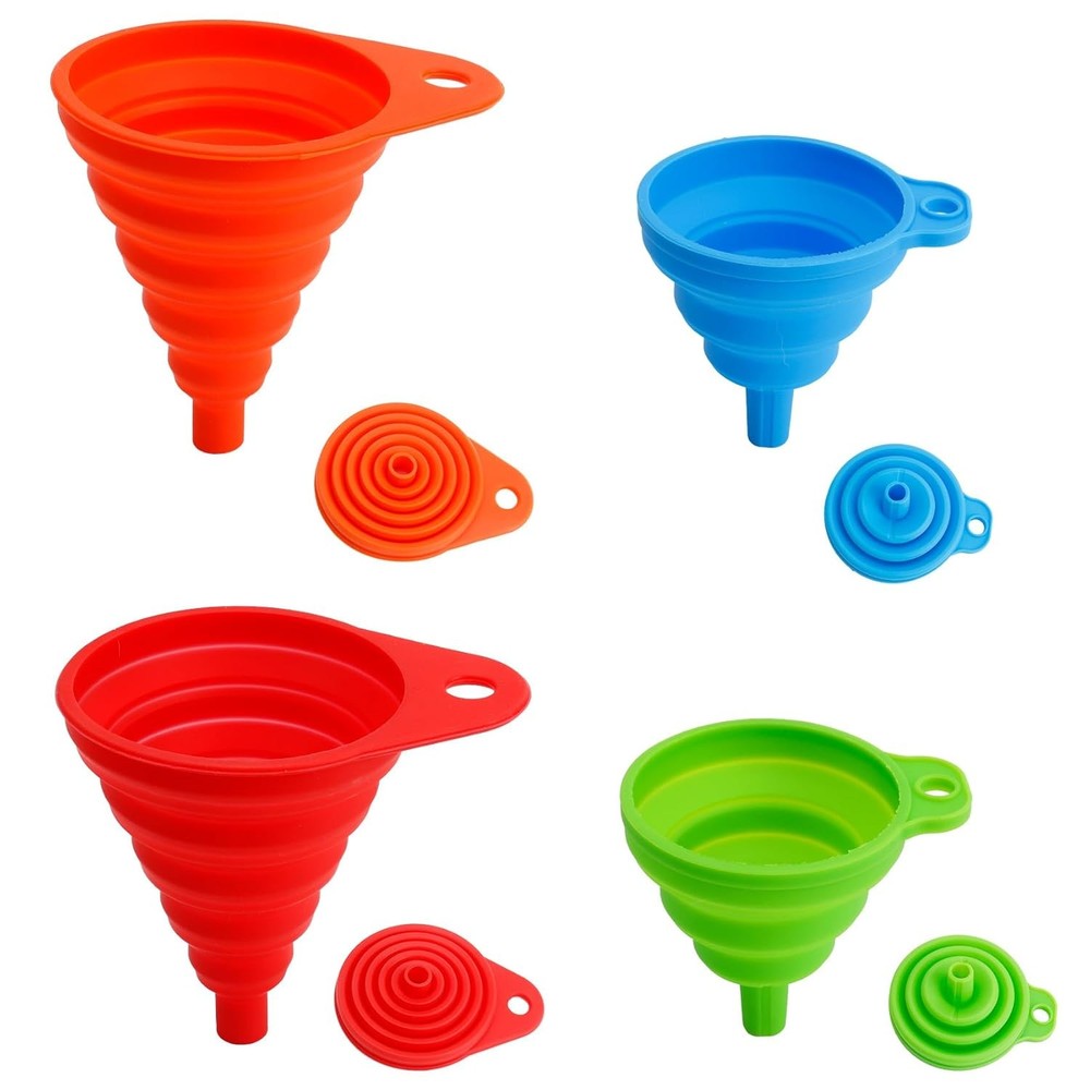 4 Pack Silicone Collapsible Kitchen Funnel Small & Large