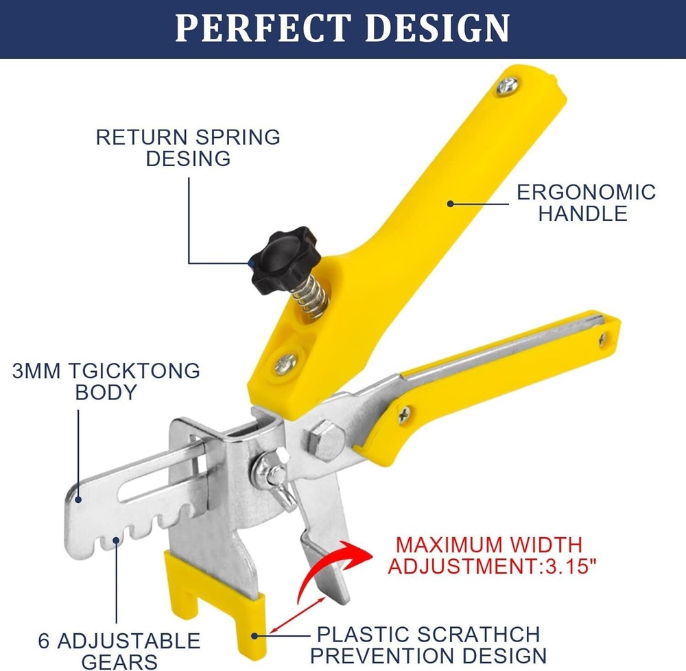 Tile Leveling System with Tile Plier Rubber Mallet 1000 Piece Tile Spacers Clips