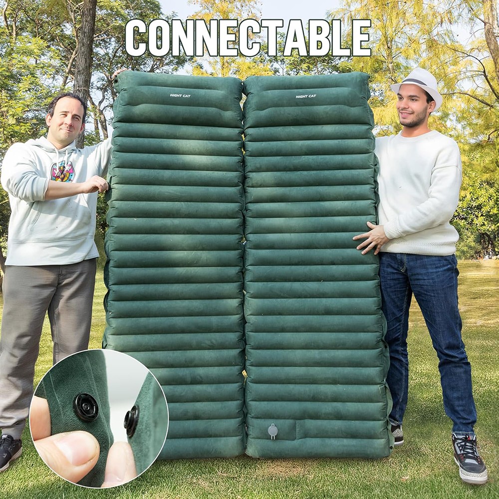 Camping Sleeping Pad 5" in Extra Thickness Inflatable Sleeping Mat Green