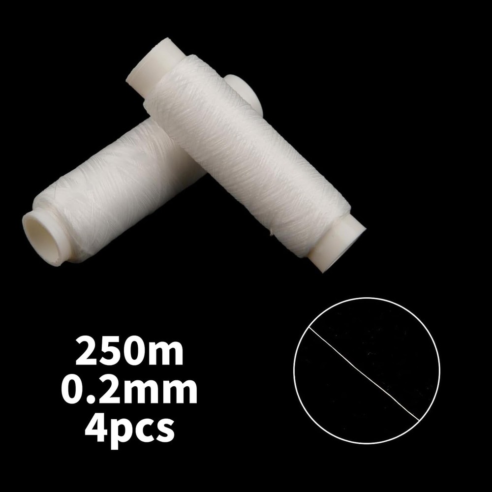 4 Pcs Fishing Bait Elastic Thread - Invisible Nylon Magic Medium, White