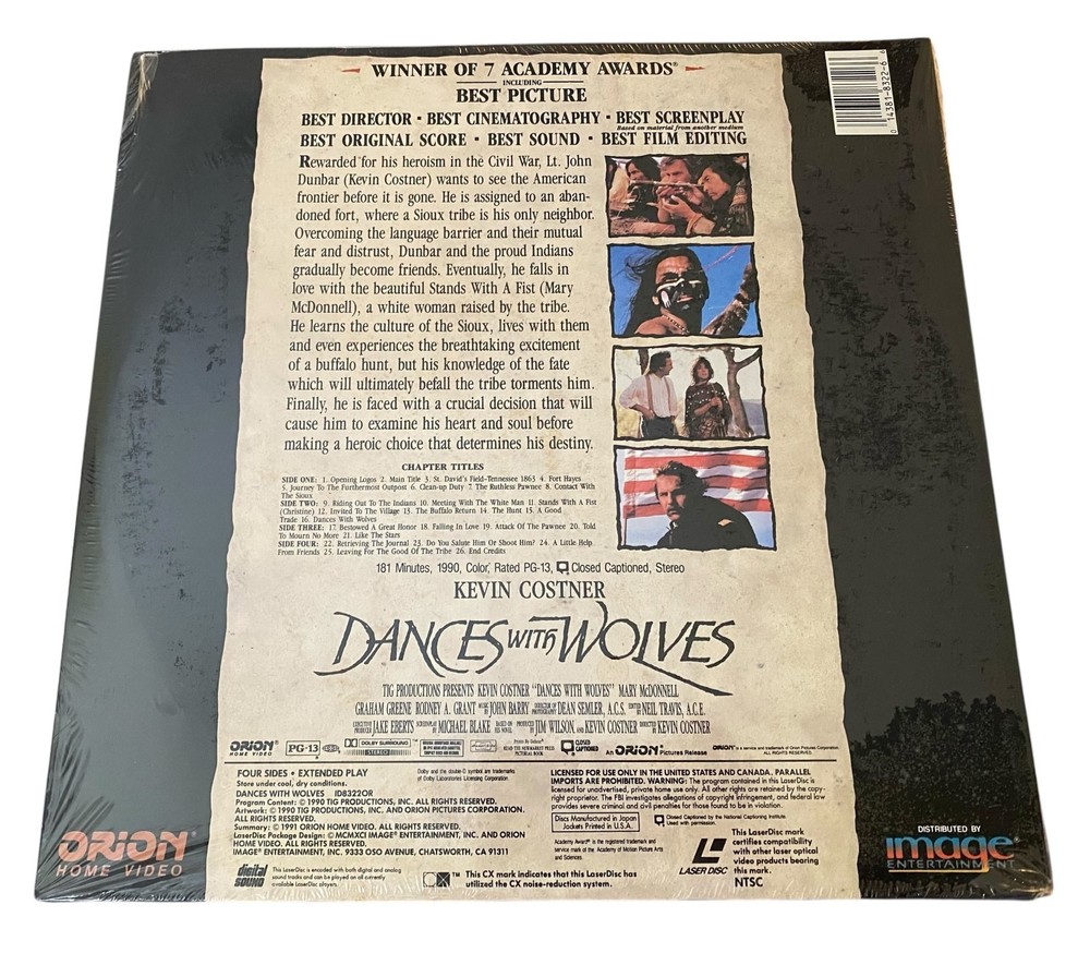 Dances With Wolves Widescreen Double Laser Disc Set