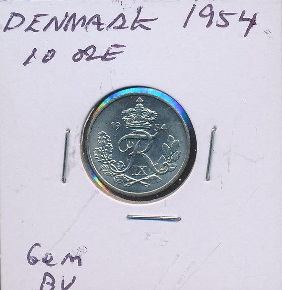 DENMARK -  10 ORE 1954 - BU - #4390