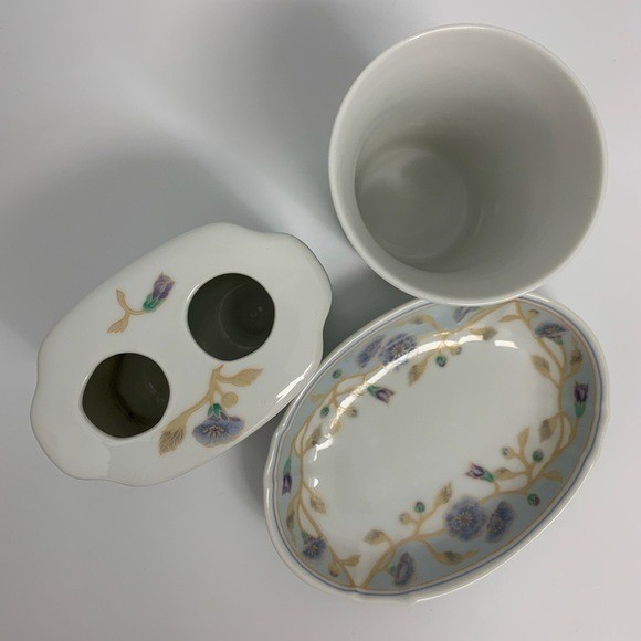 San Francisco Glory Floral Porcelain Toothbrush Holder Trinket Tray/Soap Dish
