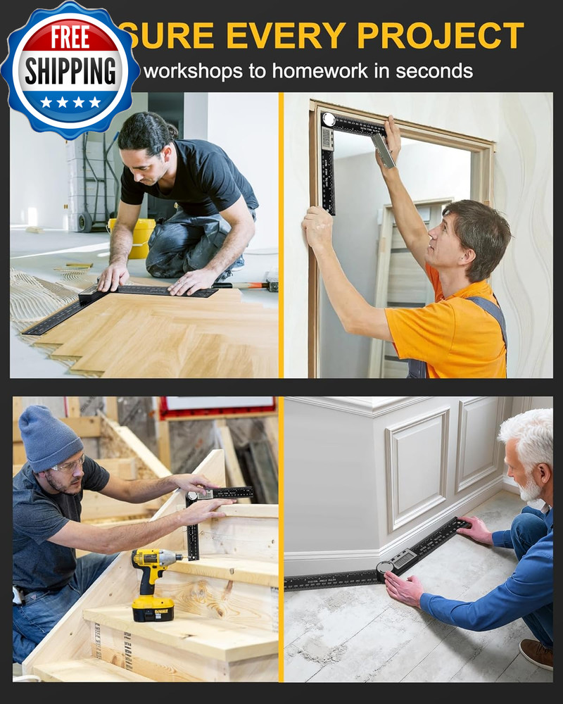 Protractor Digital Angle Finder Protractor with LCD Display 2 In-1 360° Angle...