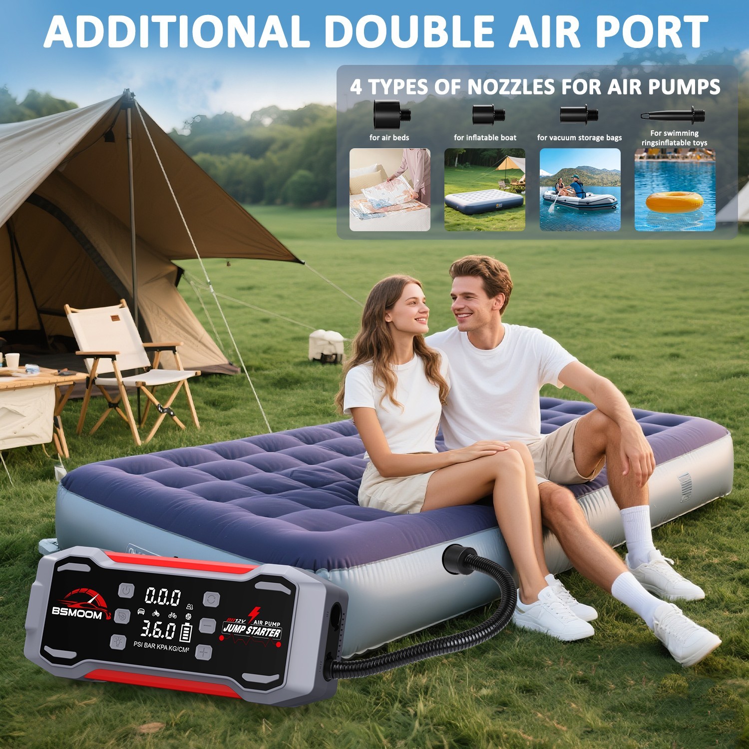 12V 9000A Jump Starter with Air Compressor Portable Power Bank & Tire Inflator