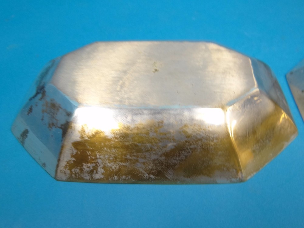 Lot of Two Metal Brass Silverplate Unmarked Soap Dishes Bowls Bathroom Décor