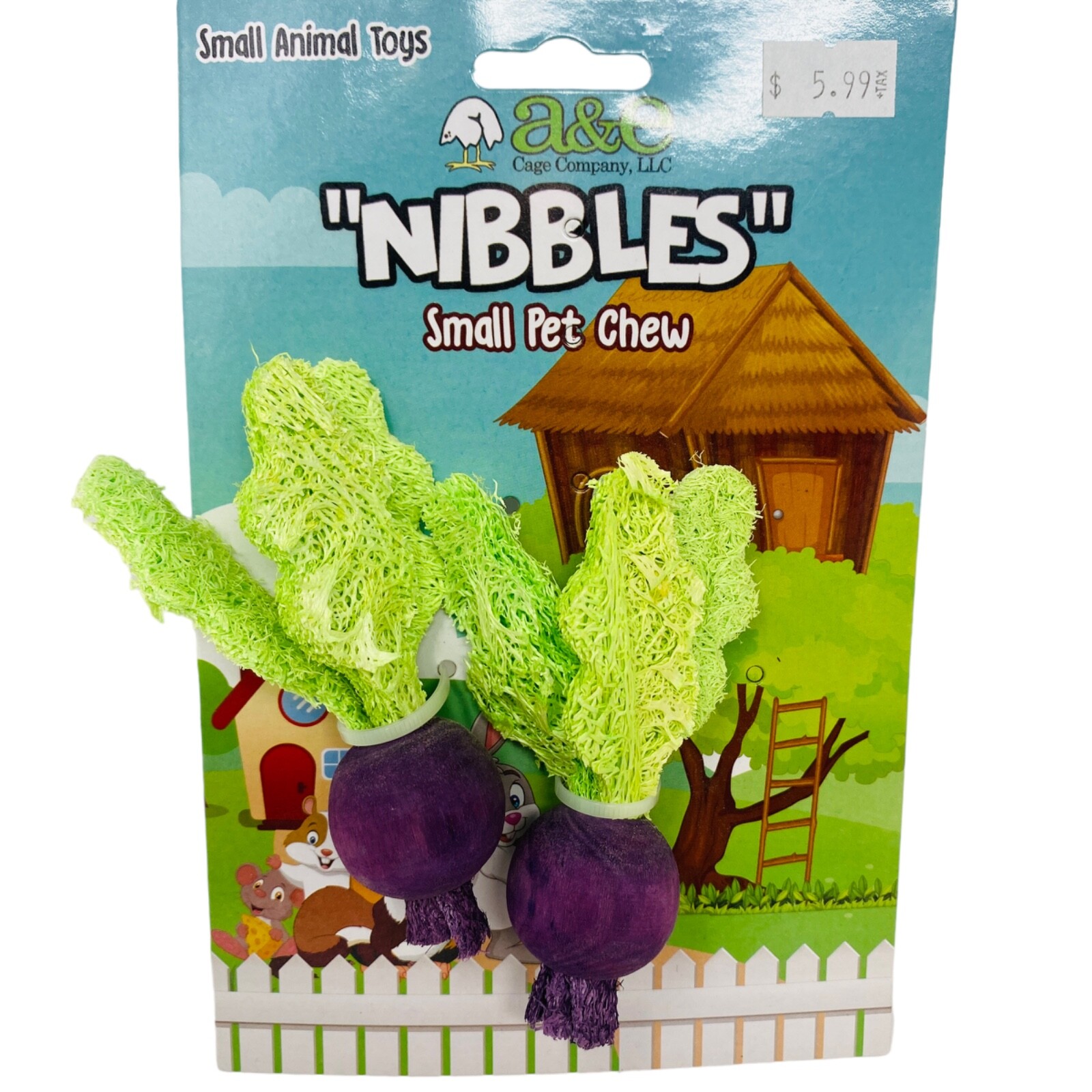AE Cage Company Nibbles Turnip Loofah Chew Toys with Wood for Hamster Rat Mouse