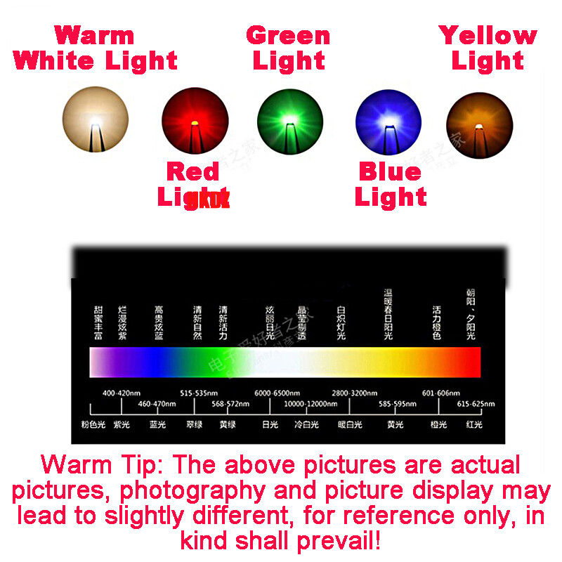 DC 5V~12V 3mm/5mm LED Bulb Pre wired Light Emitting Diodes Small 20cm Wire 0.1W