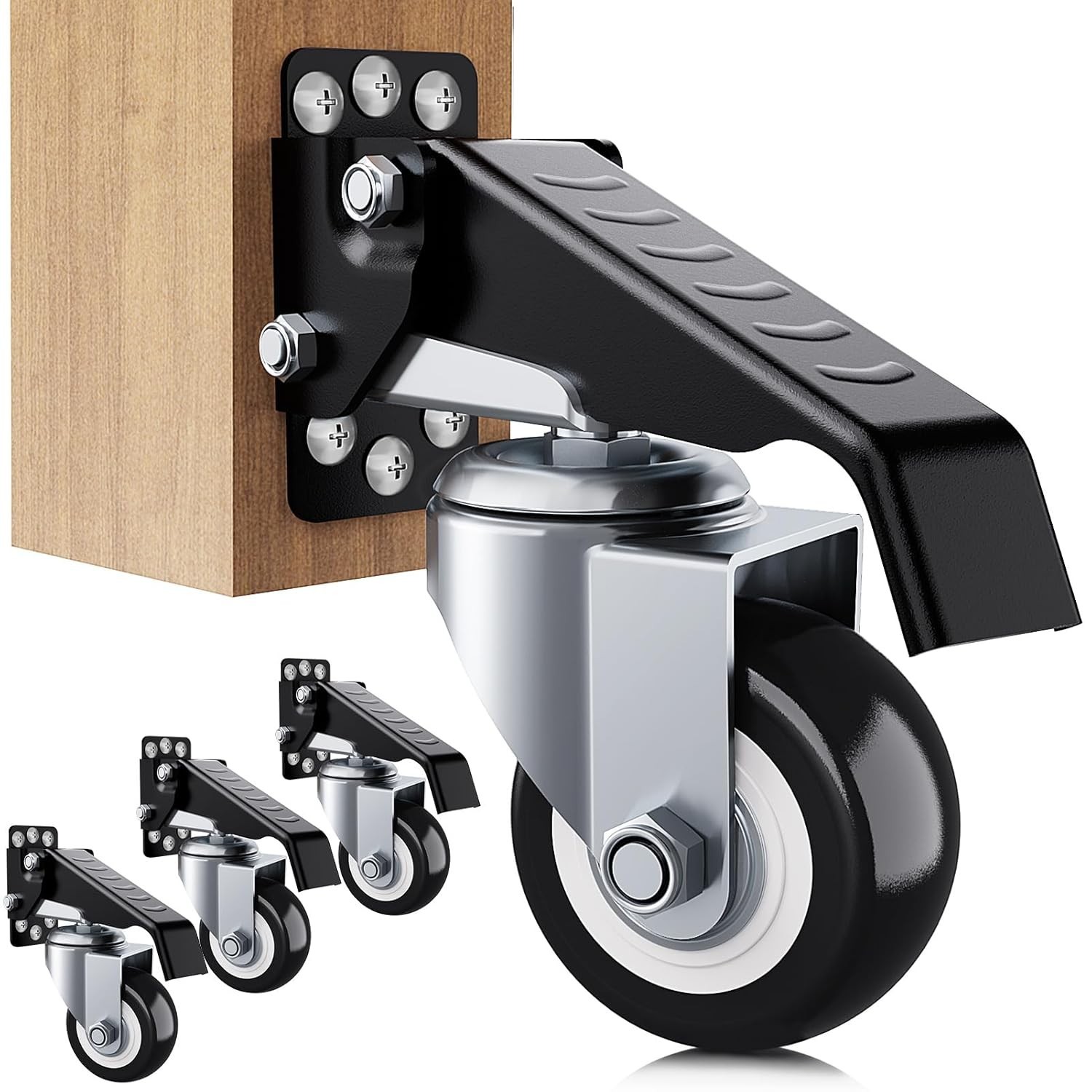 4 Pack Workbench Caster Kit Capacity Heavy Duty Retractable Casters Wheels
