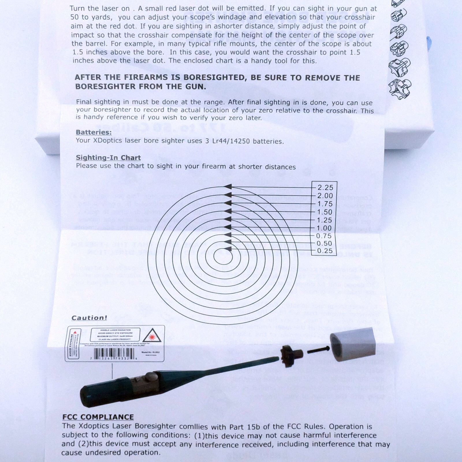 Tactical .177 to .50 Caliber Rifle Zero Laser Bore Sighter kit Bore Sighter Gun