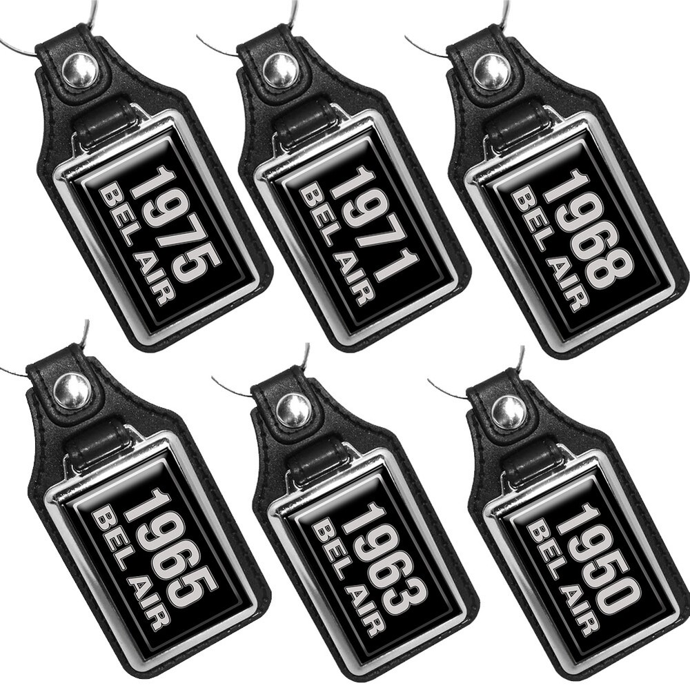 Compatible with 1950 through 1975 Bel Air Black & Silver Design Key Ring