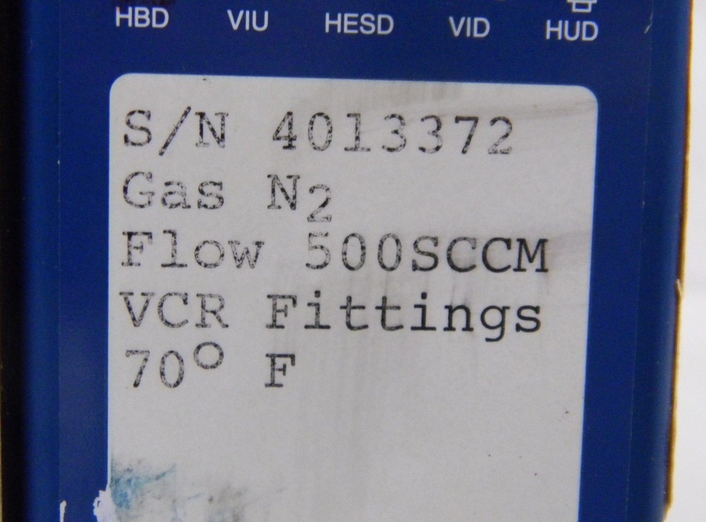 Precision Flow Devices 401, Mass Flow Controller, Gas- N2, Range- 500 SCCM, VCR