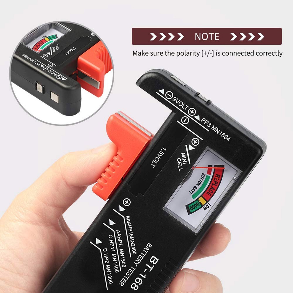 Universal Digital LCD Battery Checker Volt Tester Cell AA AAA C D 9V Button