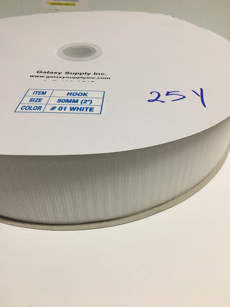 Hook & Loop Tape 2" White Color Per Set , 25 Yard per roll, With Adhesive