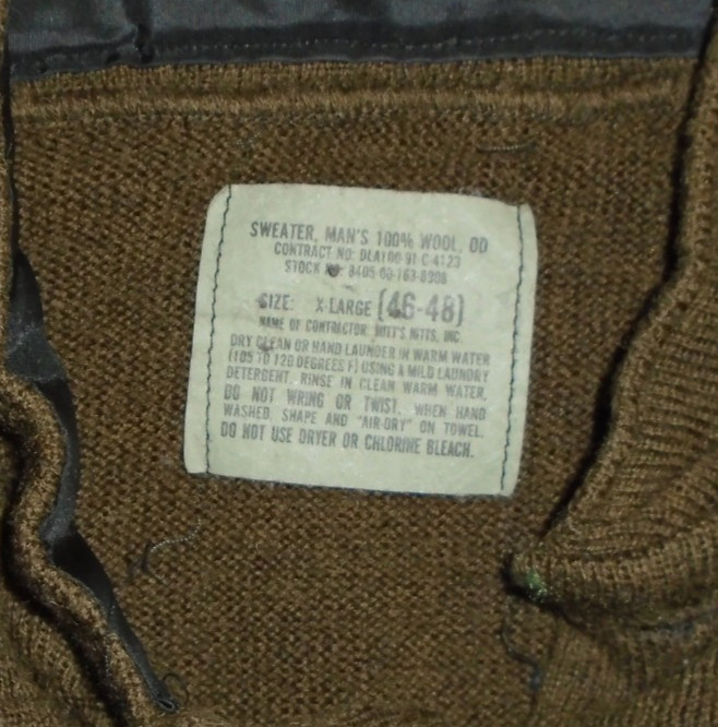 Vtg Mitts Nitts Military 5-Button Olive Drab Wool Henley Mechanic Sweater Men XL