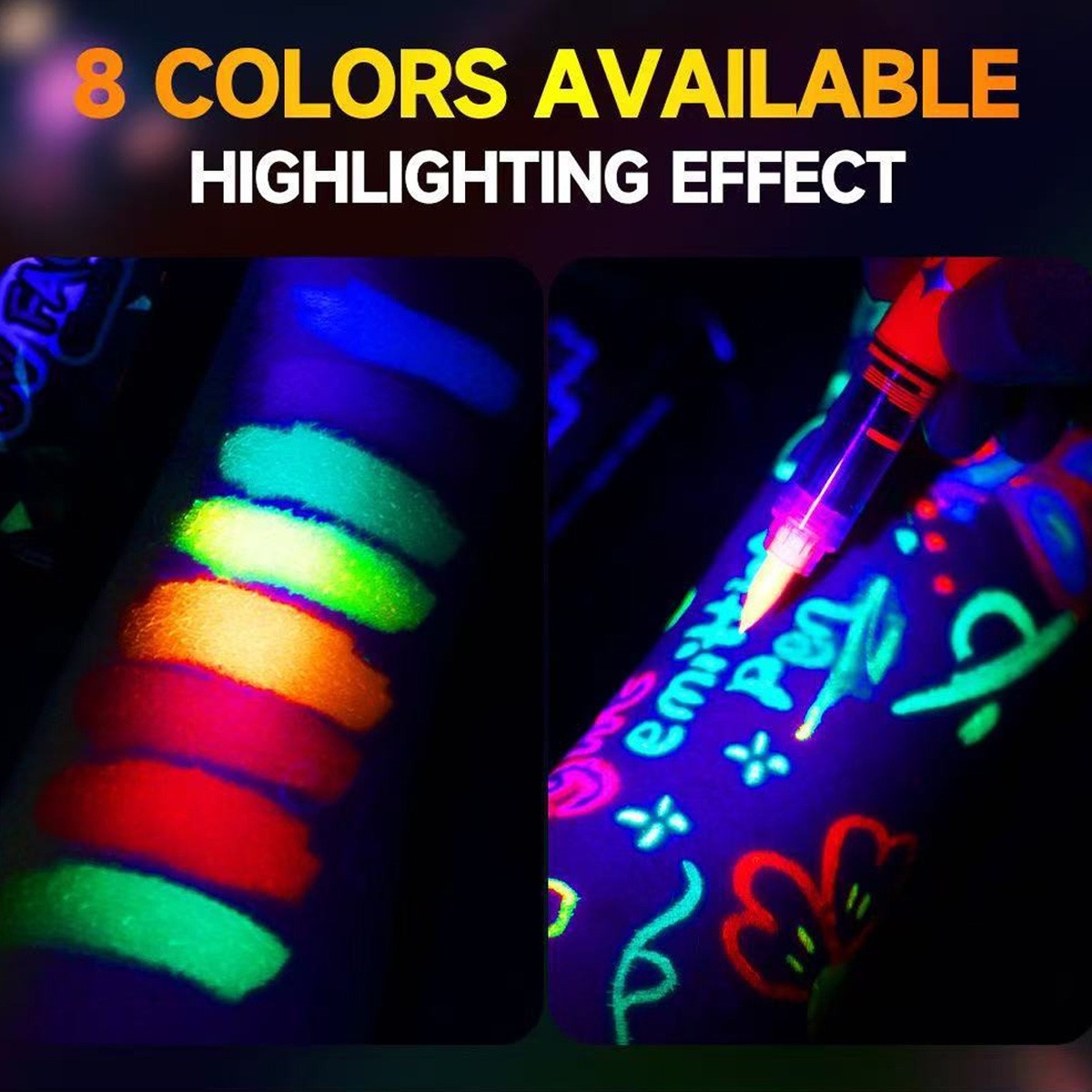 Glow in The Dark Face & Body Paint Sticks – 8 Neon Colors for UV Blacklight Par