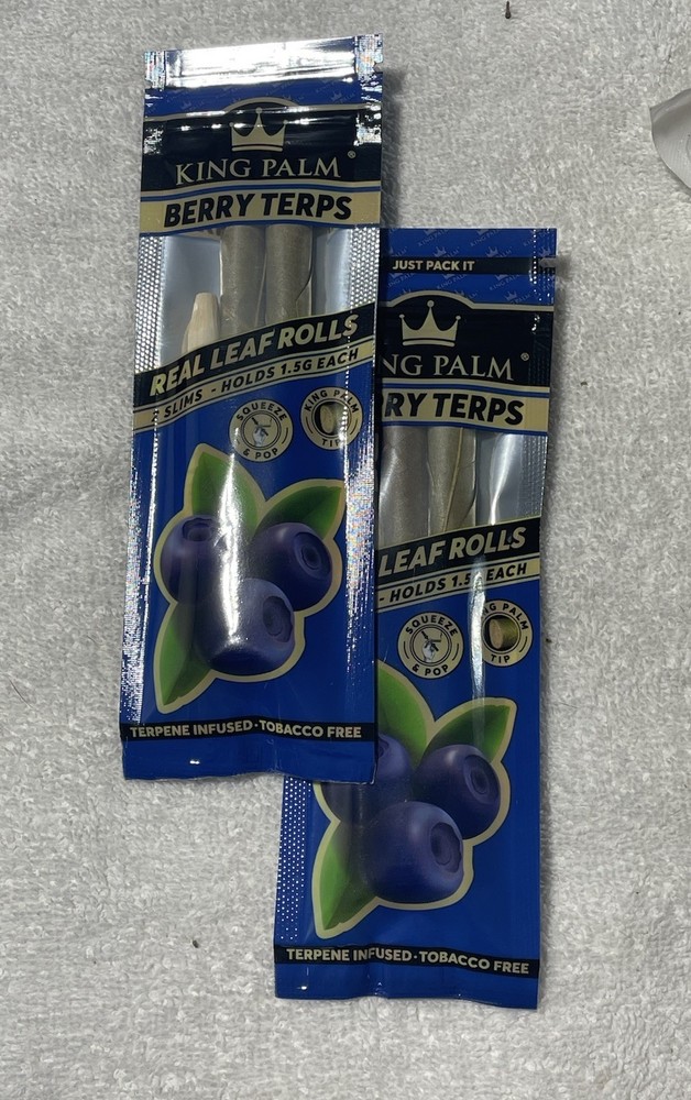 TWO PACK! King Palm Slim Rolls, Blueberry (4 leaf rolls total)