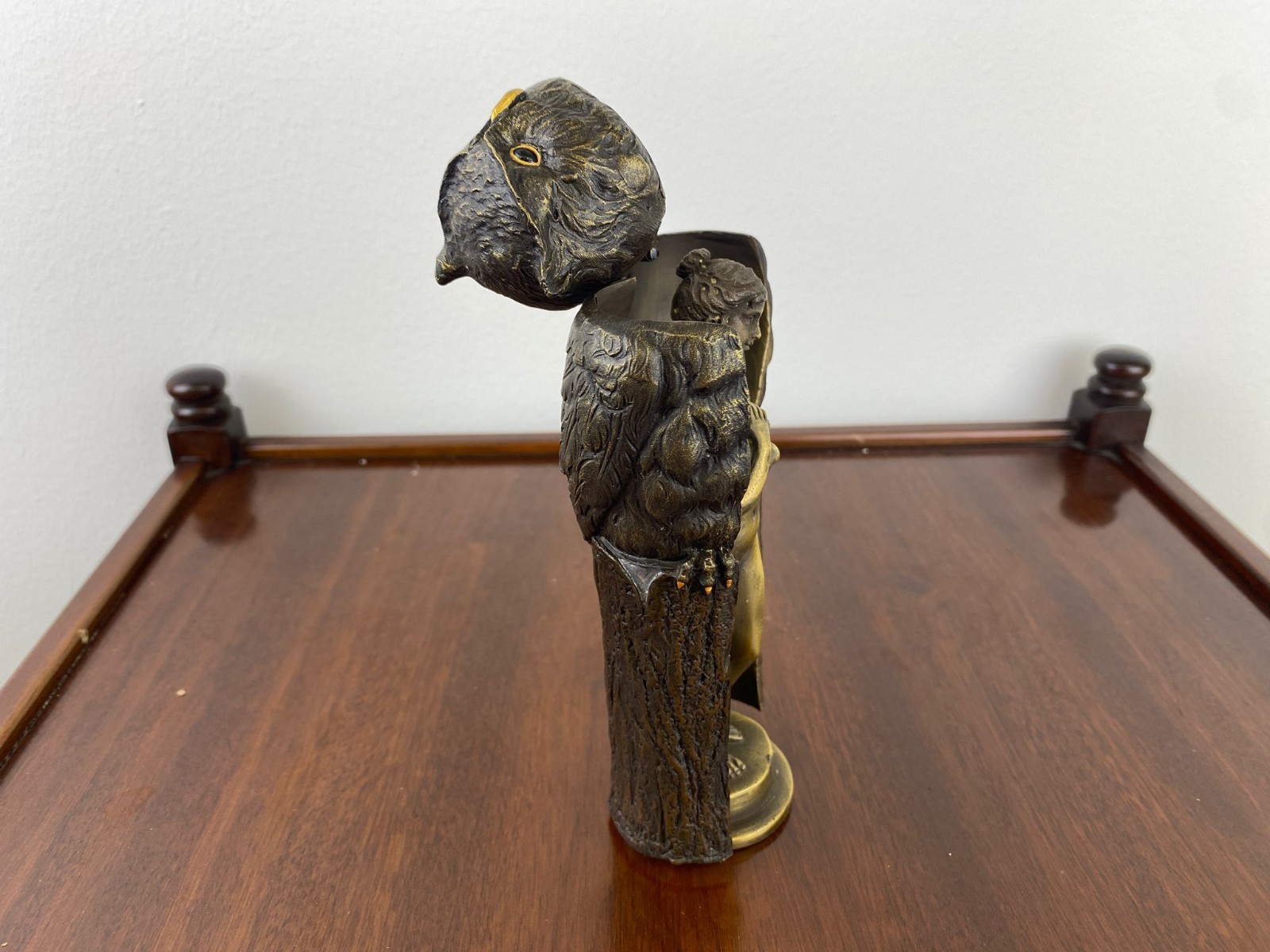 Bronze Sculpture Owl Reveals a Female Nude After Franz Bergman