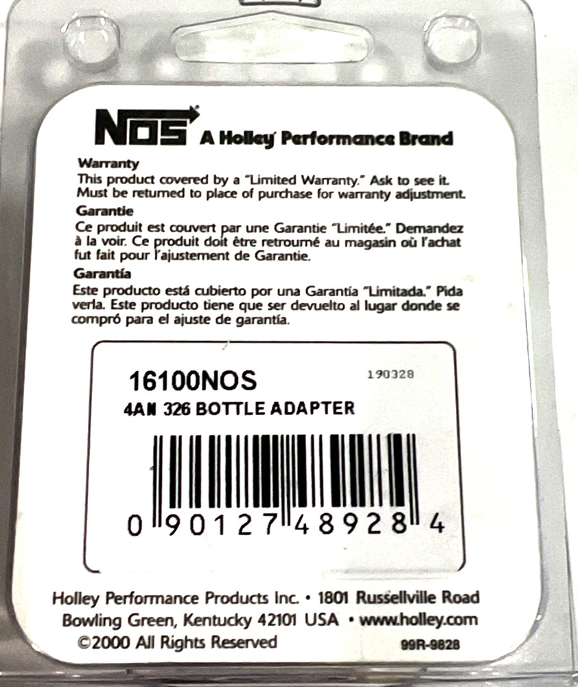16100NOS NOS Nitrous Bottle Nut & Nipple