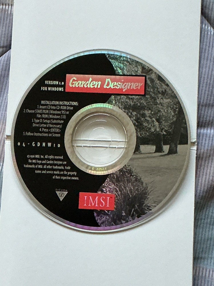 IMSI FloorPlan Plus 3D Garden Designer PC Software. CD’s & Floopy disk