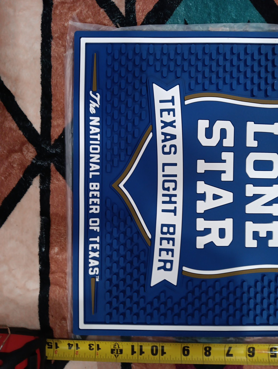 Lone Star Light Texas Light beer Rubber Bar Runner Mat No Spill 14 X 14 Inches