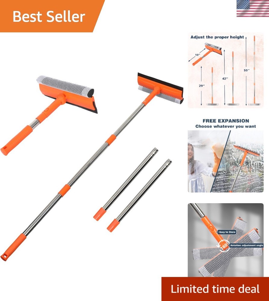 Versatile 10-Inch Window Squeegee with Long Handle for Superior Cleaning