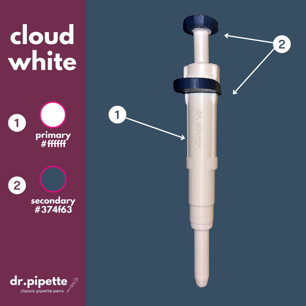 Custom Retractable Pipette-Shaped Ballpoint Pen (Cloud White)