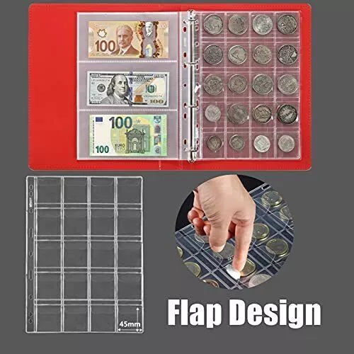 10 Sheets Coin Collection PagesCoin Binder Inserts Sleeves with 9 Hole for